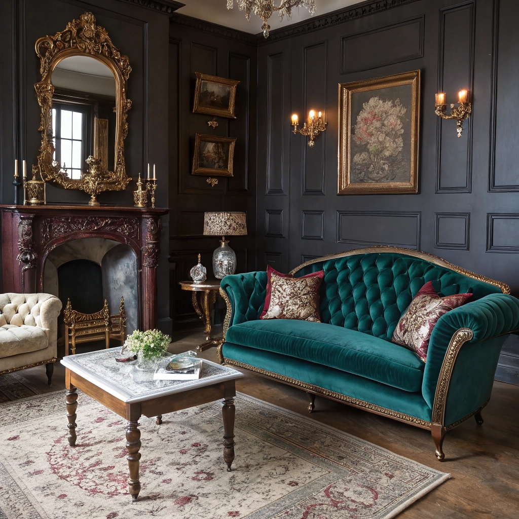 opulent victorian living room with rich details 2 Как выбрать мебель в викторианском стиле для элегантного интерьера