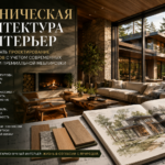 Современное проектирование частных домов в Москве и интерьер гостиной в стиле эко